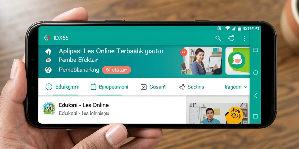 Tampilan antarmuka aplikasi IDX66 saat belajar Les Online.