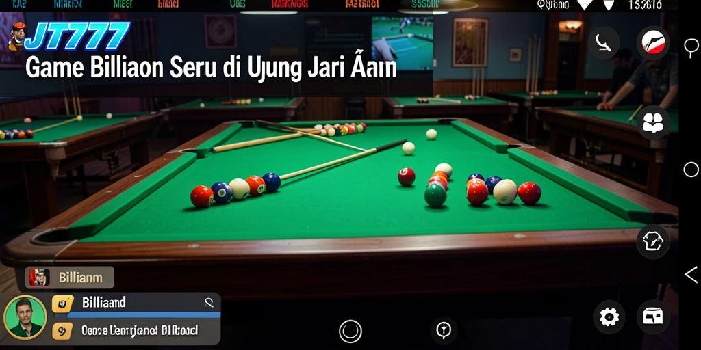 Antarmuka permainan billiard yang menarik dan user-friendly.