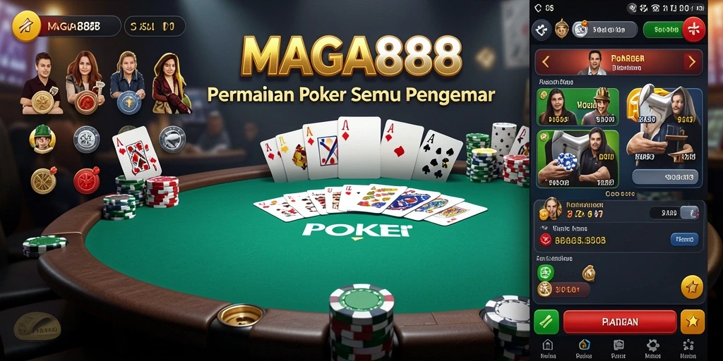 Tampilan antarmuka permainan Poker yang menarik dan mudah digunakan.