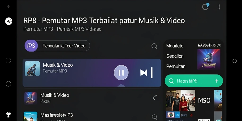 Antarmuka RP8 menampilkan fungsi Pemutar MP3 yang intuitif dan sederhana.